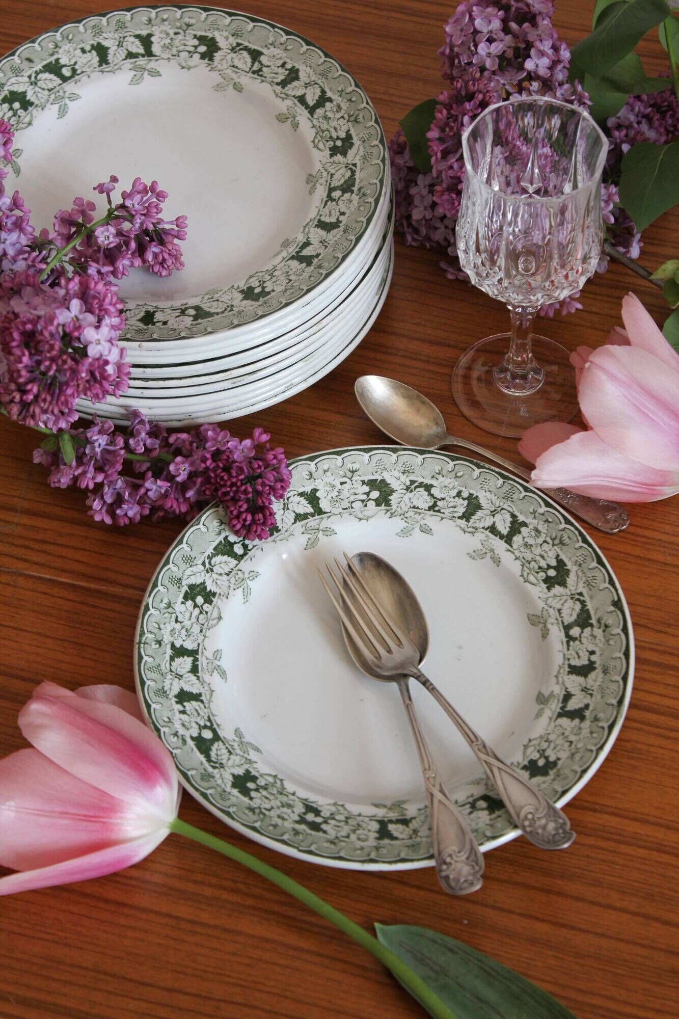 12 flat plates in iron earth model "Mulberry" Saint Amand and Hamage early twentieth century
