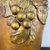 Art Nouveau vase in gilded ceramic and terracotta signed Desrousseaux France