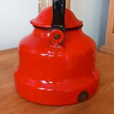 Red enameled teapot