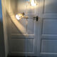 70s/80s parquet floor lamp with 2 spotlights