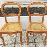 Pair of caned walnut chairs, Louis Philippe style