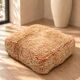 Vintage Berber pouf in natural wool – salmon and beige