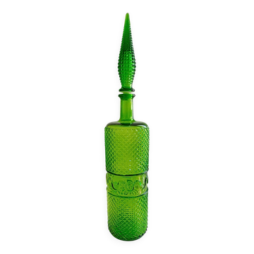 Italian carafe Empoli green with diamond point relief