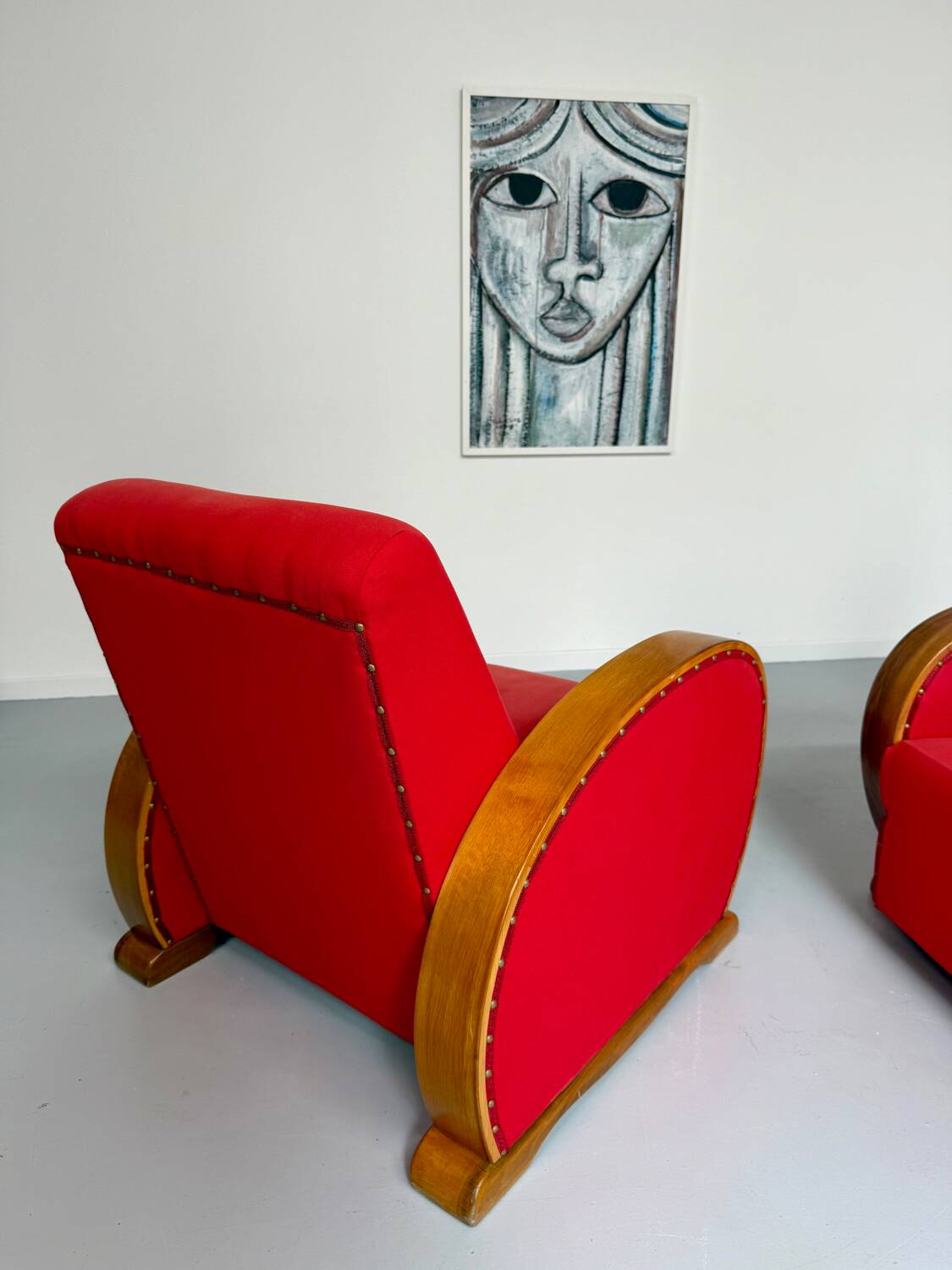2 anciens fauteuils club art déco années 30 structure bois courbé