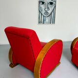 2 anciens fauteuils club art déco années 30 structure bois courbé