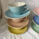 Mugs Moulin des Loups pastel colour 1960s