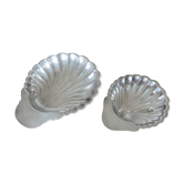 Set of 2 dishes shell christofle floret France in silver metal