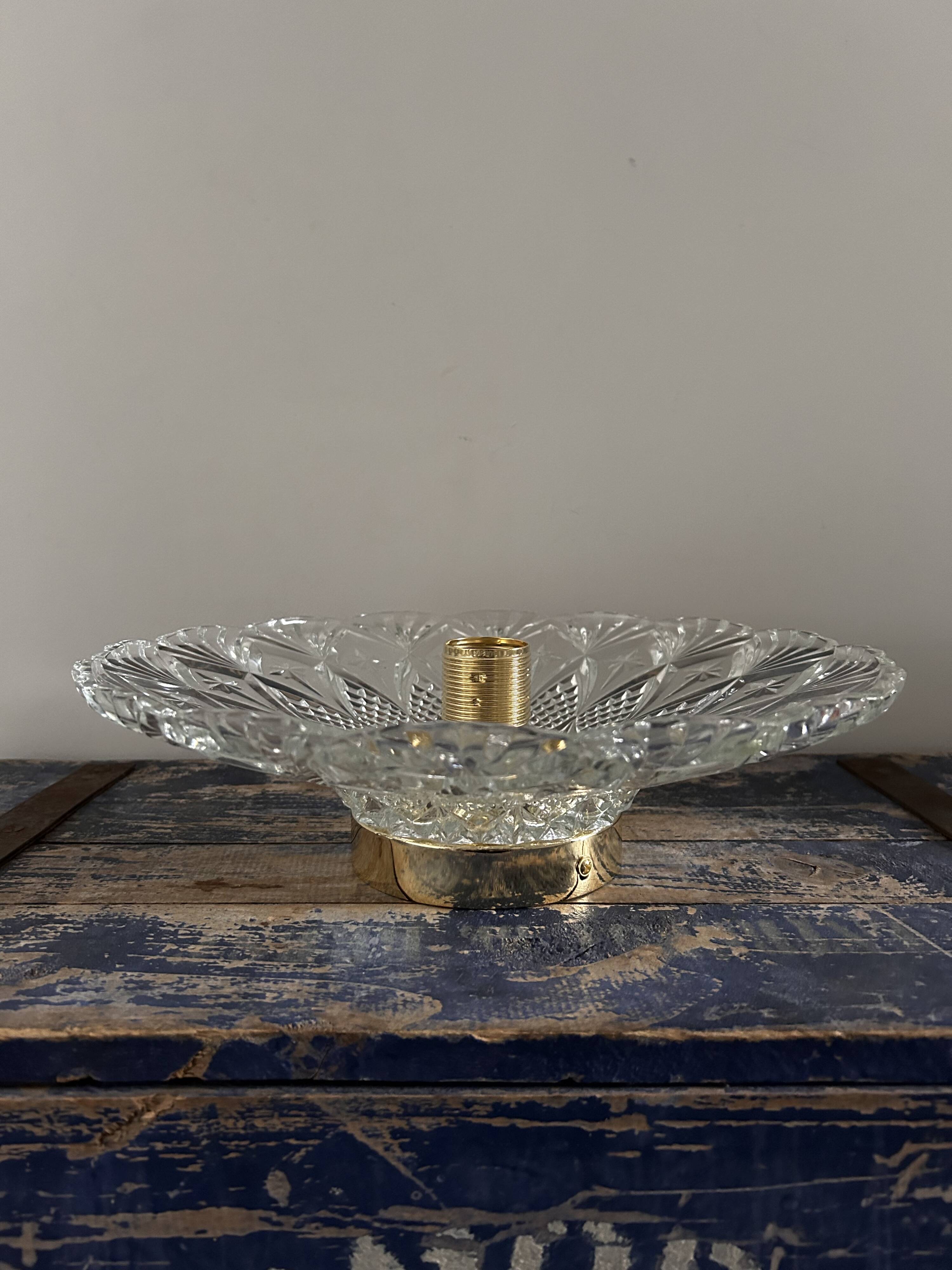 Large vintage chiseled glass wall light