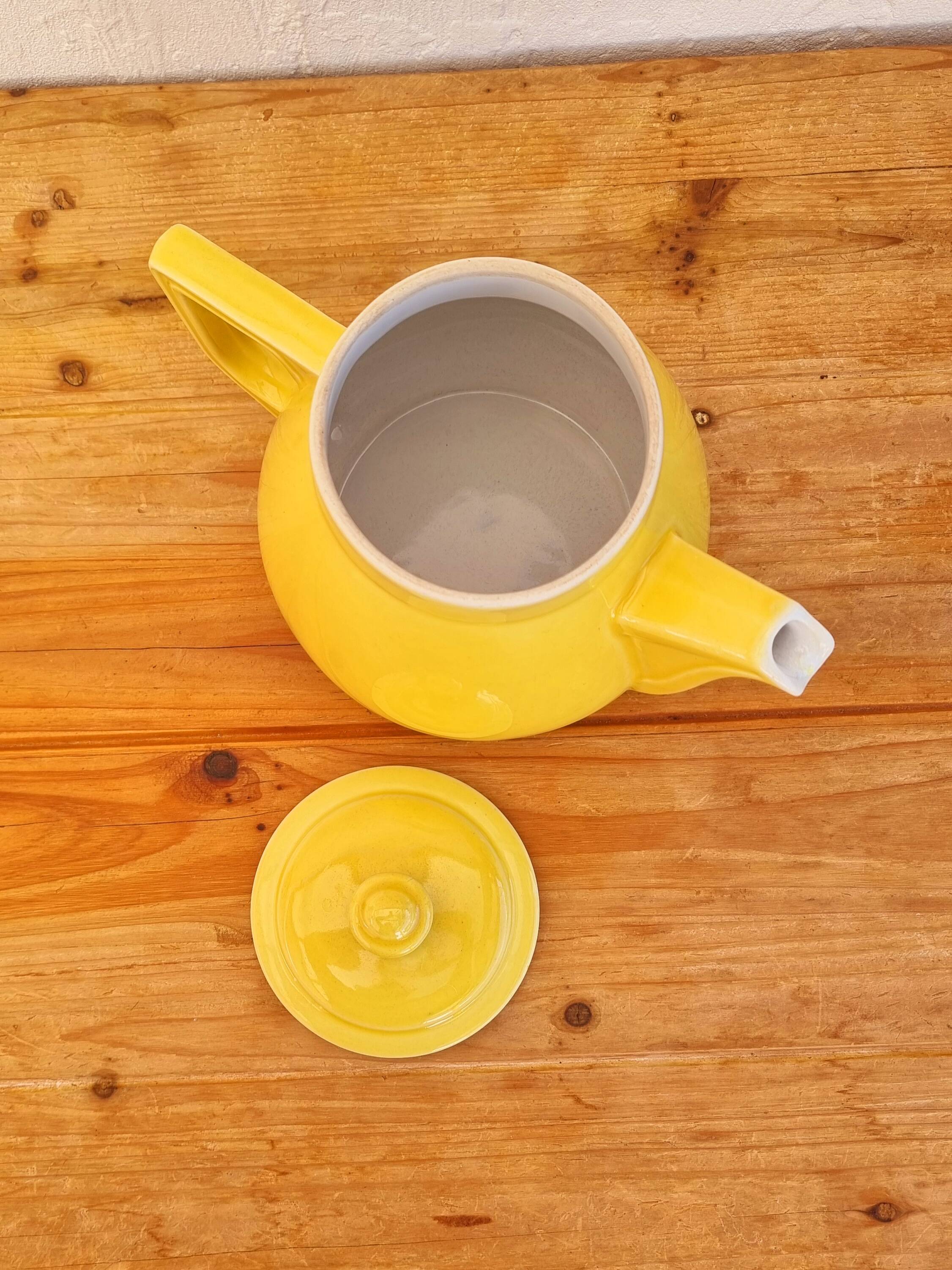 Vintage yellow ceramic coffee pot