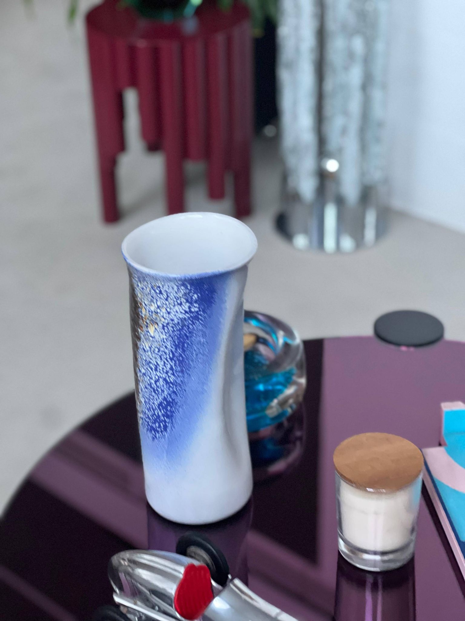 Vintage Mid-Century Modern Ceramic Vase, Hand-Painted,  Italian Pino Castagna