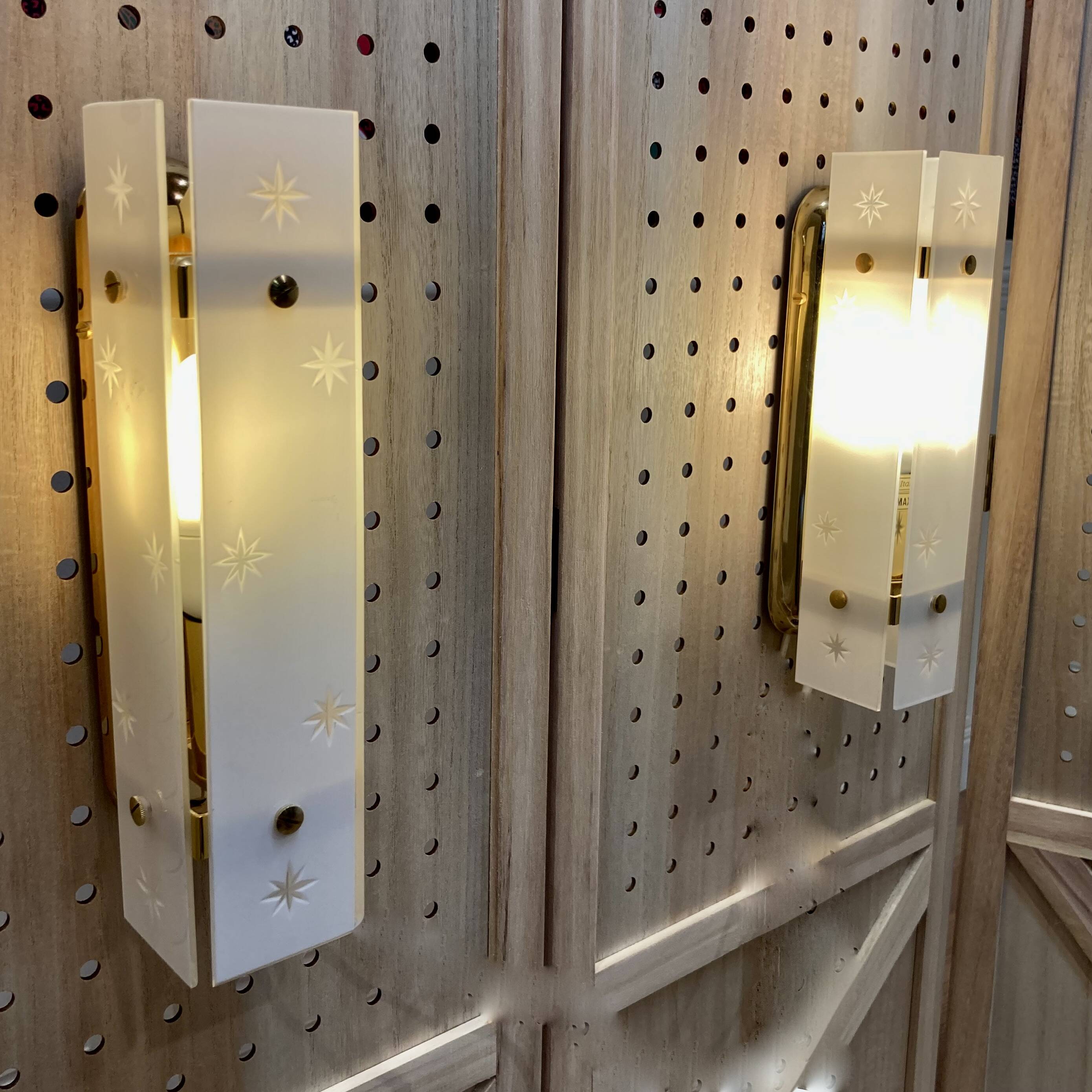 Pair of glass wall lights Scandinavian design 1960.