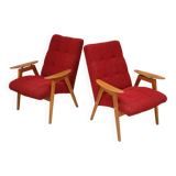Pair of red armchairs by Jaroslav Smidek for Ton (Thonet) 60s