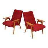 Paire de fauteuils rouge par Jaroslav Smidek pour Ton ( Thonet ) 60s