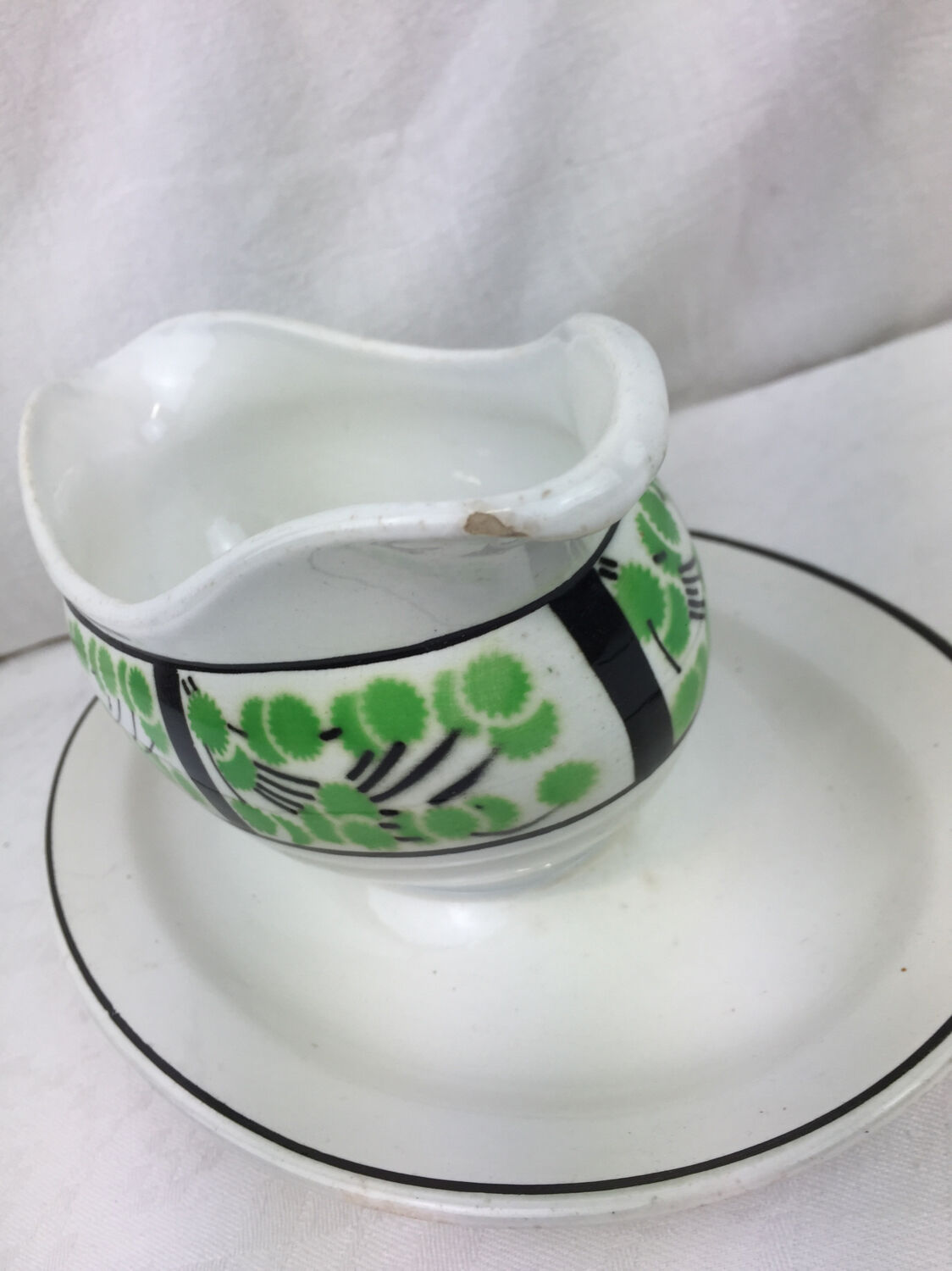 Old sauce boat made in France Digoin Sarreguemines