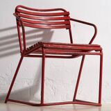 Anciennes chaises de jardin rouges (c.1920). Ensemble de 4 pièces #37