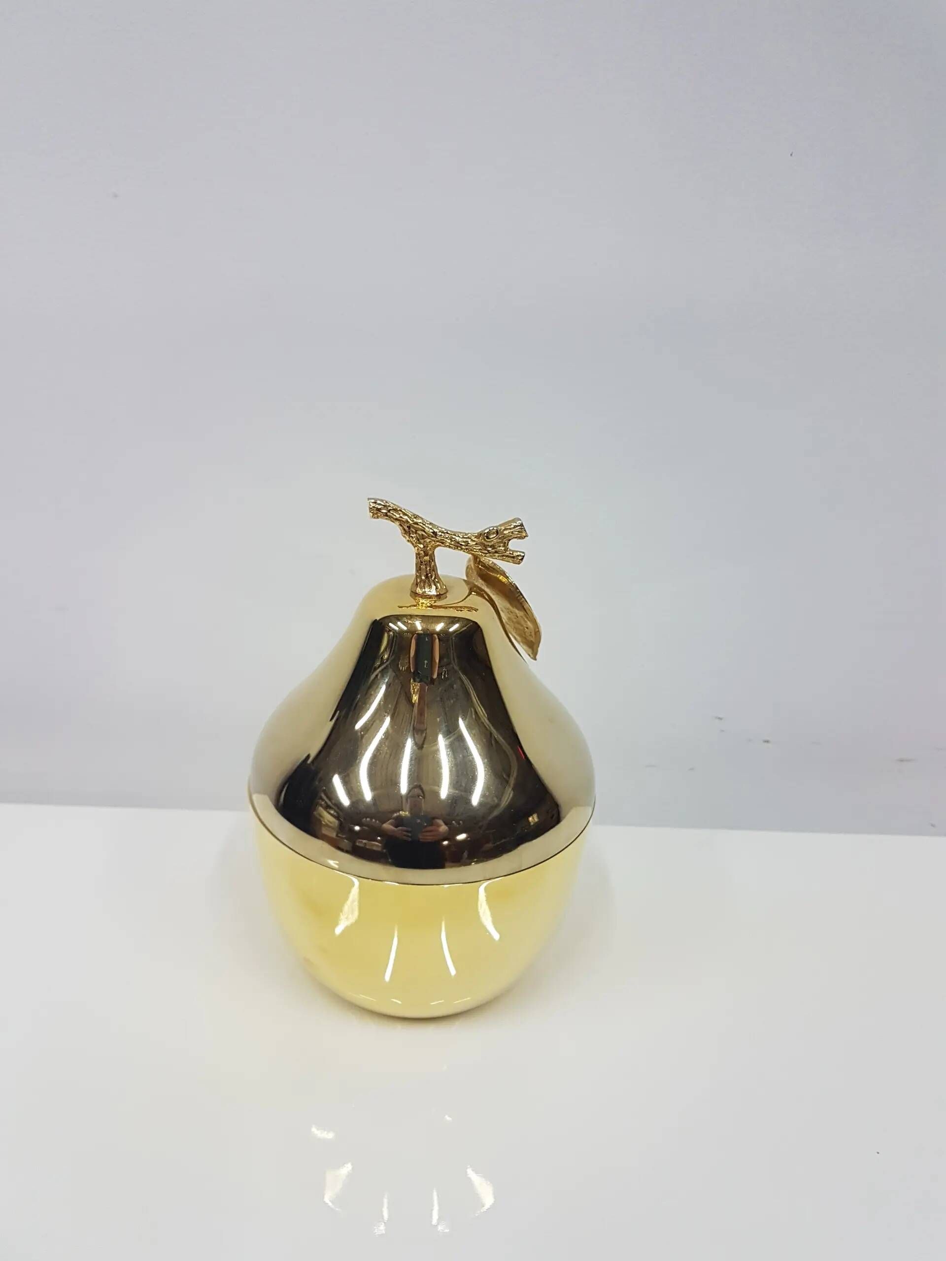 "Pear" ice bucket, gold-colored, gold-finished material, designed by H. Tur