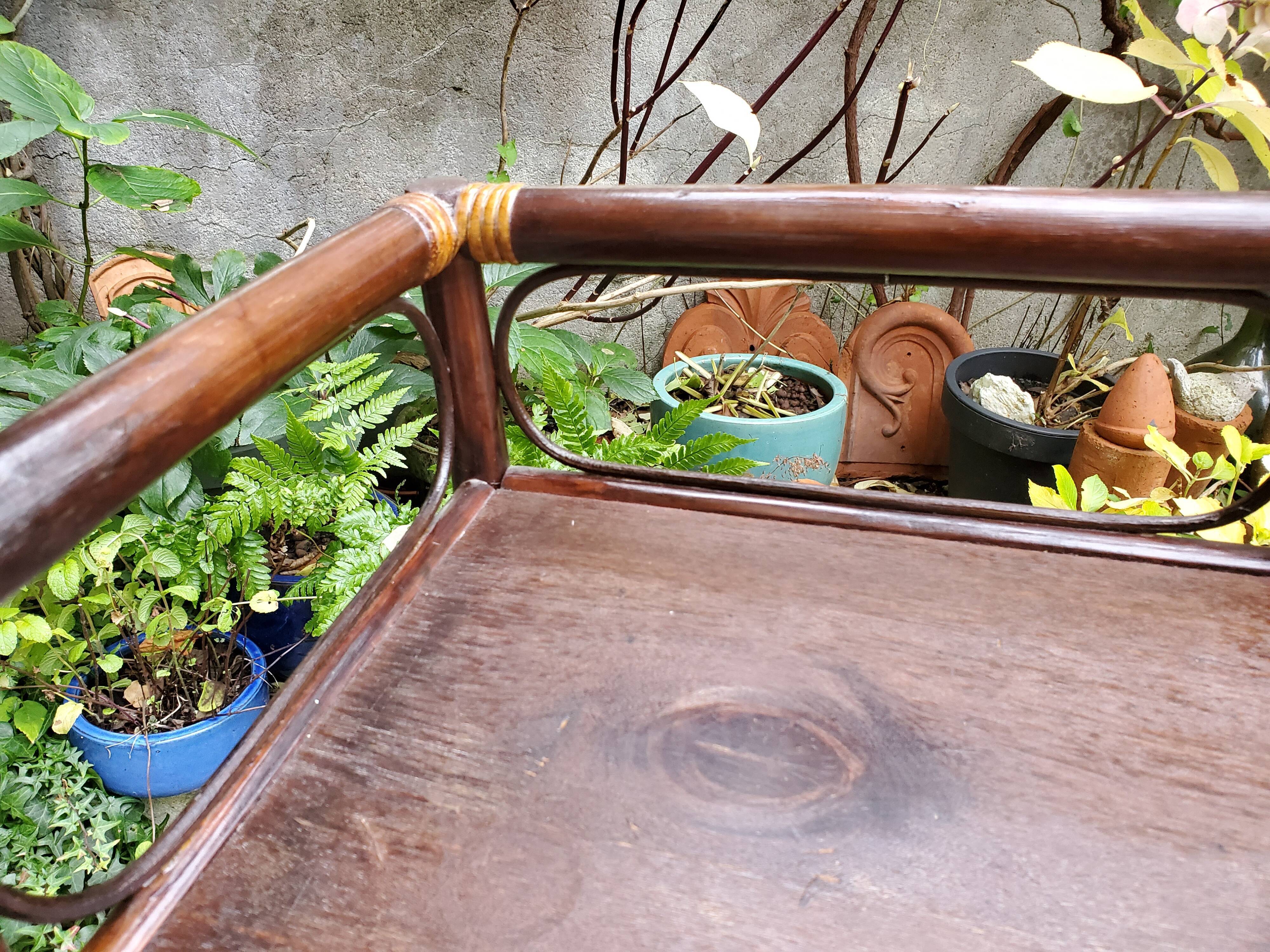 Rattan and wood shelf 70