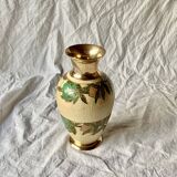 Vintage brass vase with cloisonné enamel floral decoration