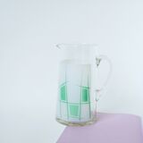 Glass pitcher and green psychedelic patterns, Design, 1970