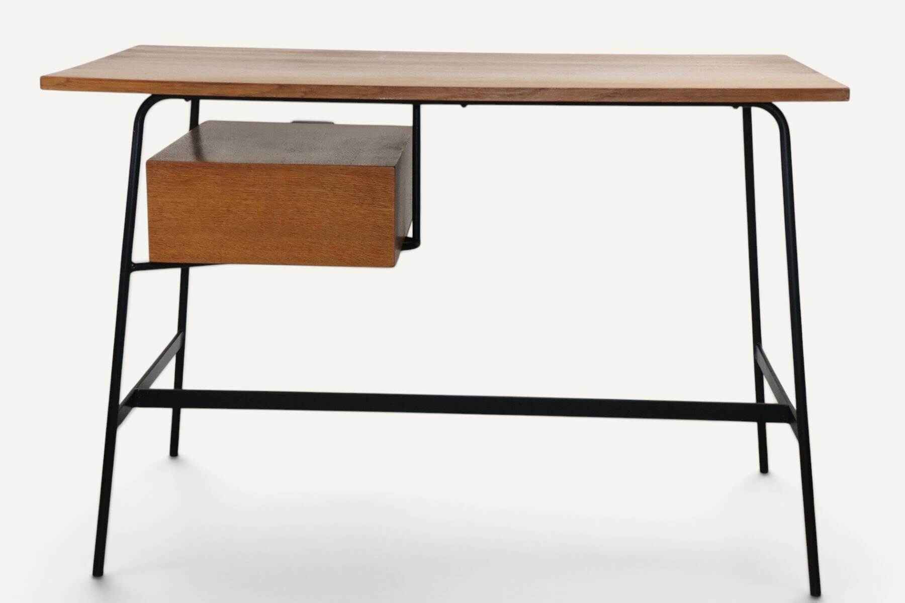 Bureau CM178 Pierre Paulin pour Thonet en chêne et métal noir – Années 1950