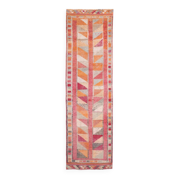 Tapis de couloir vintage rose et rouge, 100 x 356 cm