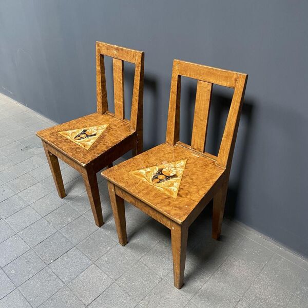 Ensemble de 2 chaises suédoises peintes