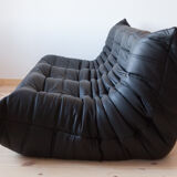 Set Togo leather black model designed by Michel Ducaroy 1973