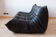 Set Togo leather black model designed by Michel Ducaroy 1973