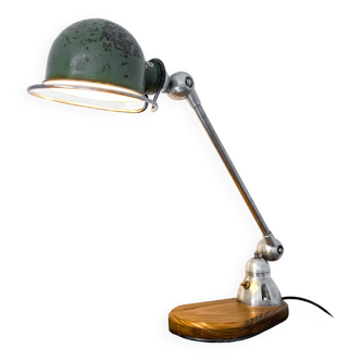 Lampe 1 bras sur socle en bois, Jieldé