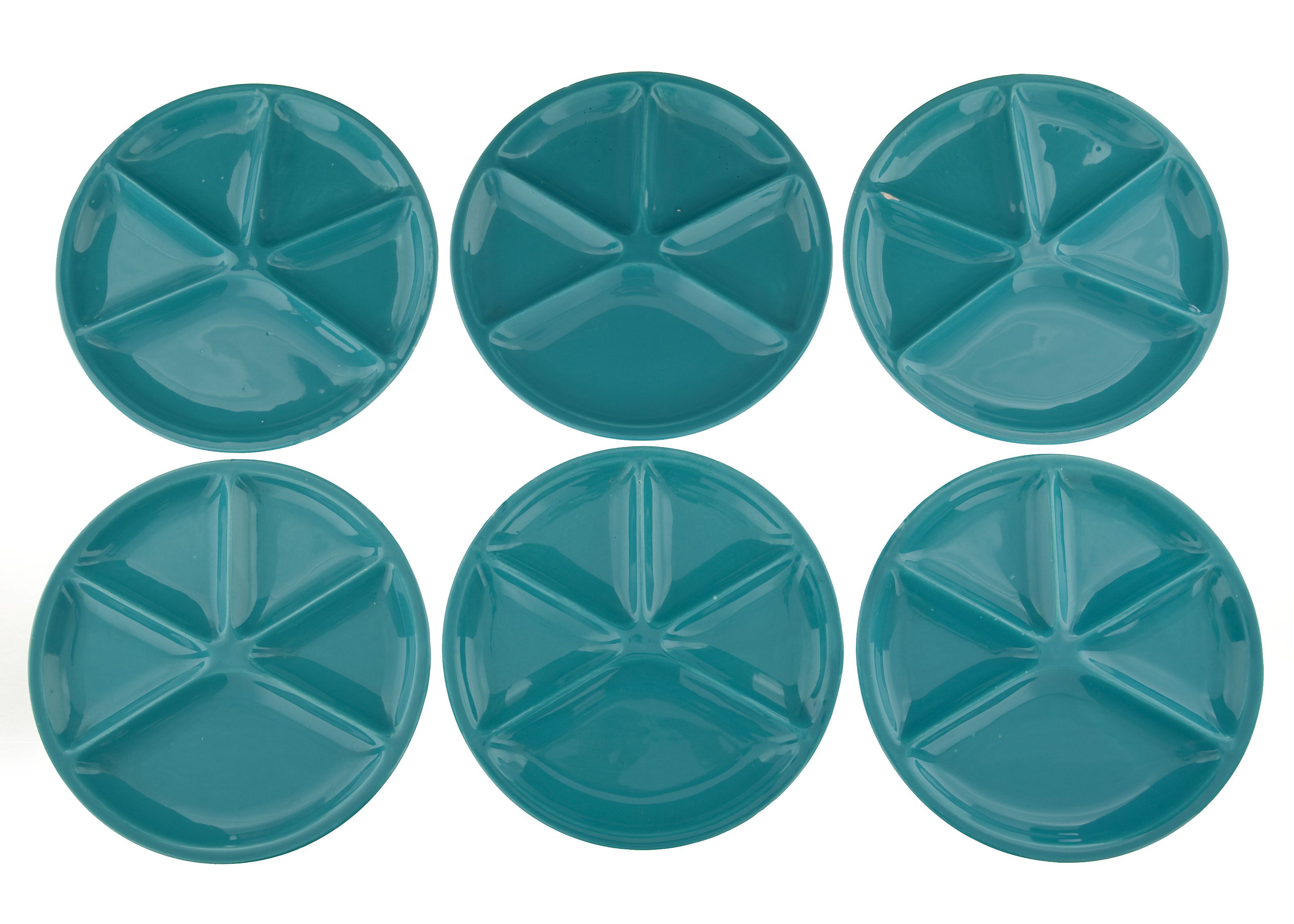 6 fondue plates le creuset bleue vintage 1970