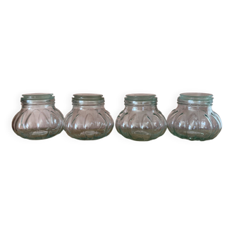 Lot de 4 pots bonbonnières en verre