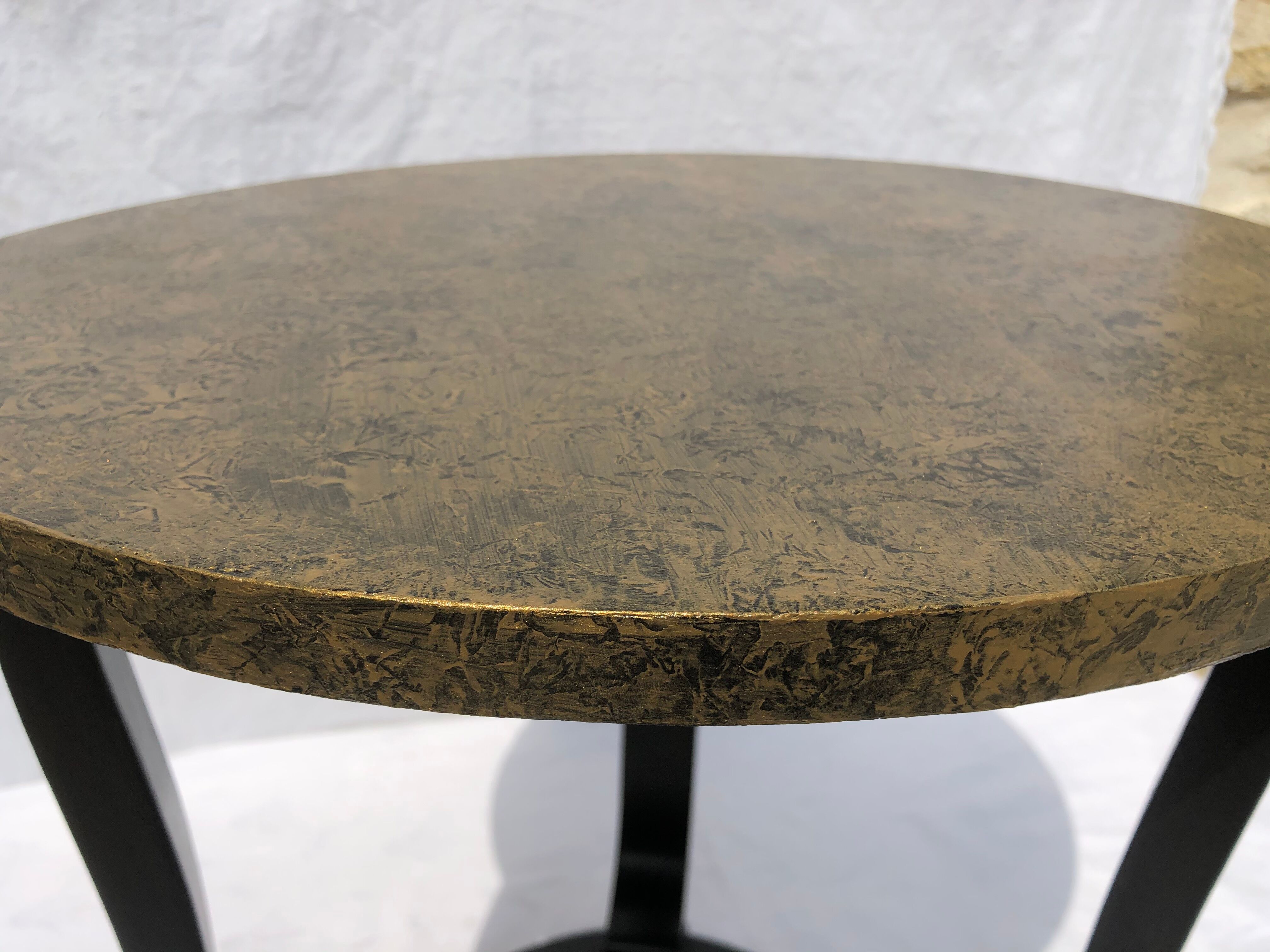 Art deco black and gold side table