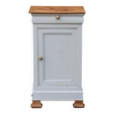 Chevet ancien rénové – Greige Galuchat, plateau bois – style maison de char