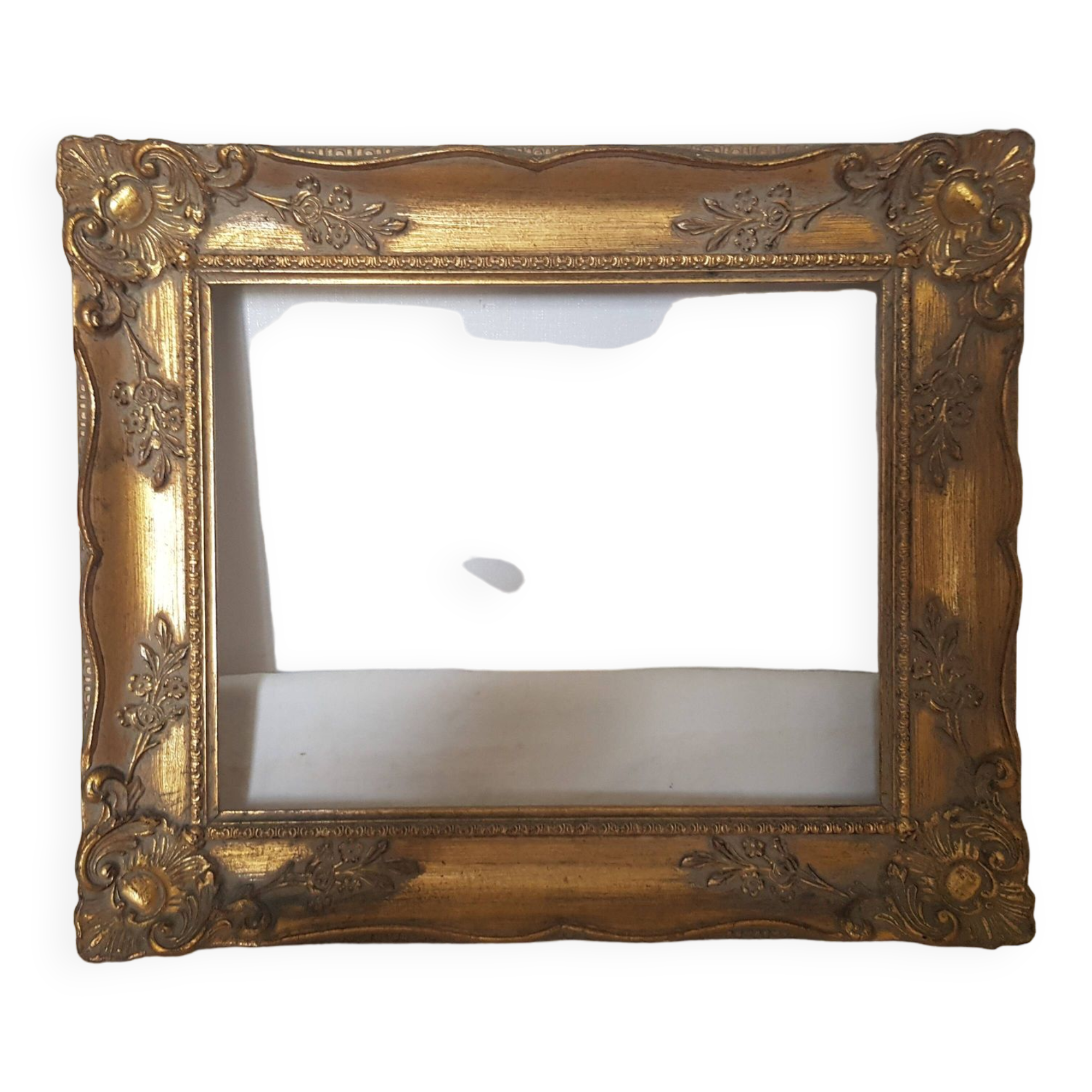 Cadre doré bois résine feuillure : 24.5 cm x 30.5 cm