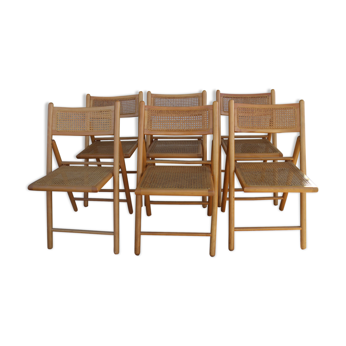 Series of 6 folding chairs canned