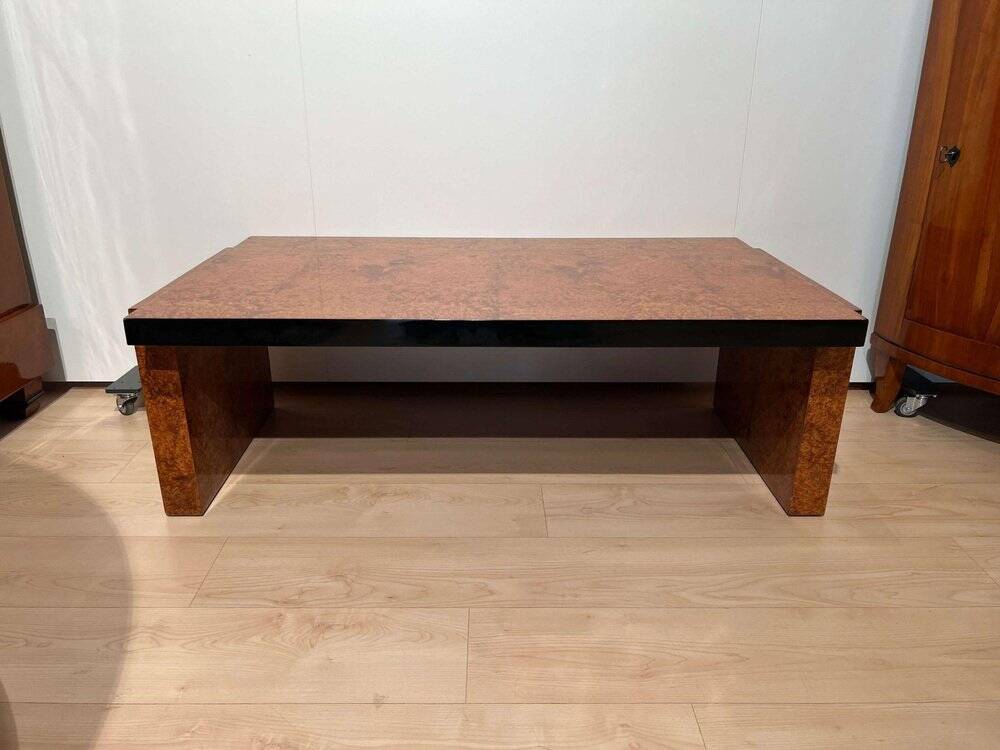 Art Deco Sofa Table in Amboyna Roots Veneer, France, 1930s