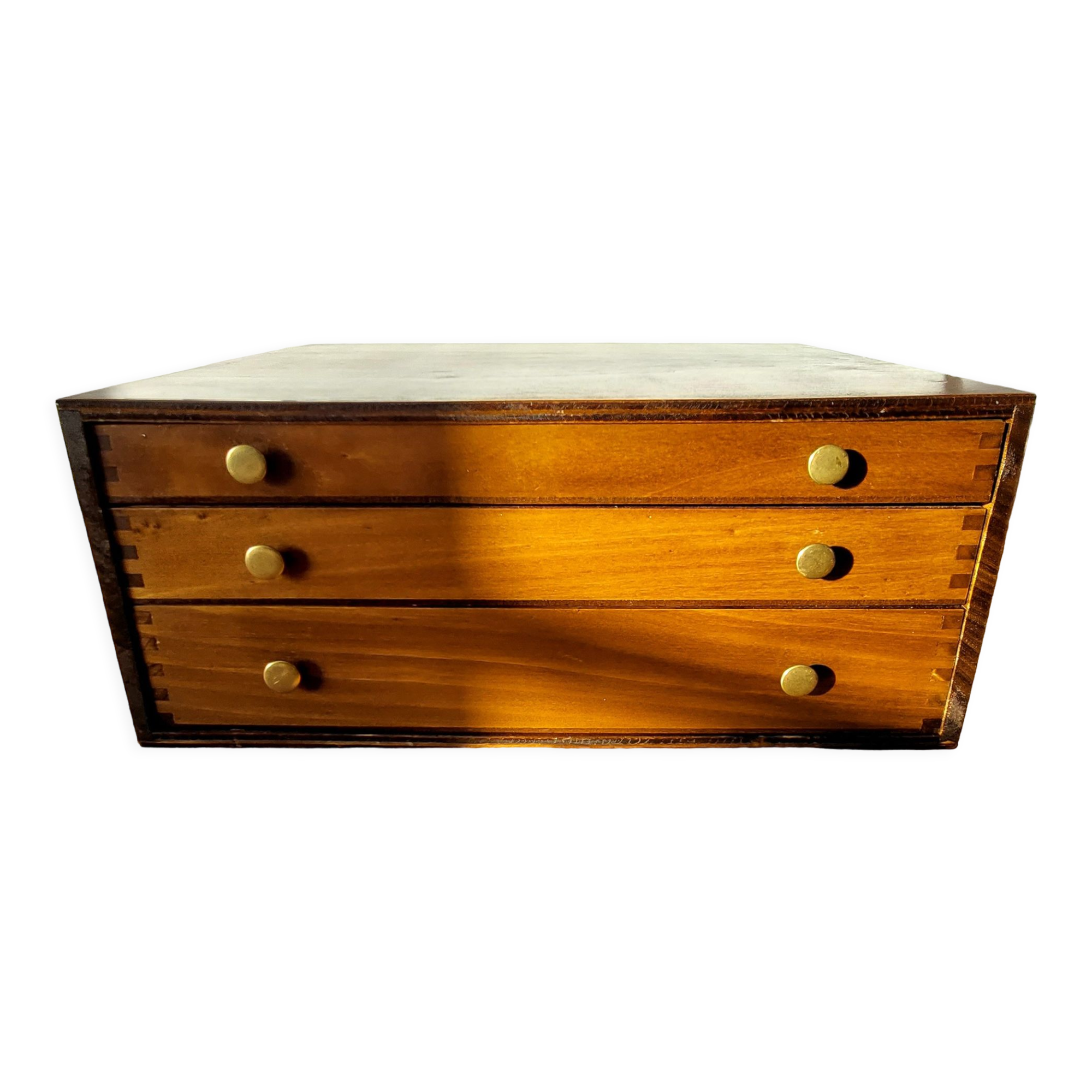 Silver box with 3 drawers in mahogany 1950/1960.