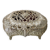 Vintage openwork silver metal jewelry box