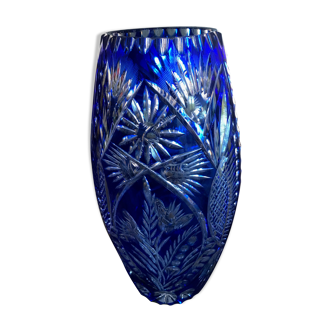 Bohemian crystal VASE - blue color