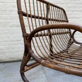 Two-seater rattan bench