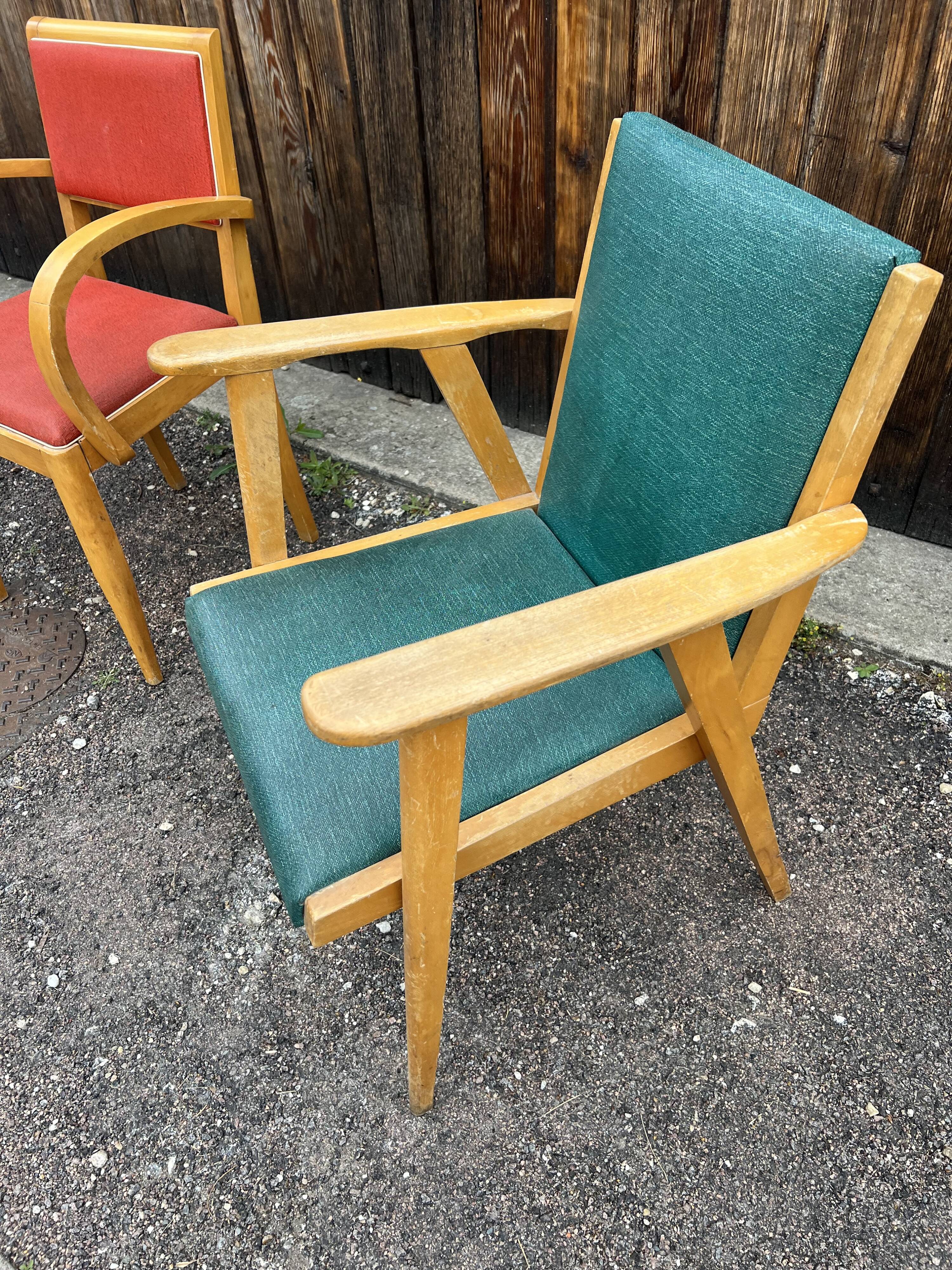 Set of 3 vintage 50s armchairs – Scandinavian design
