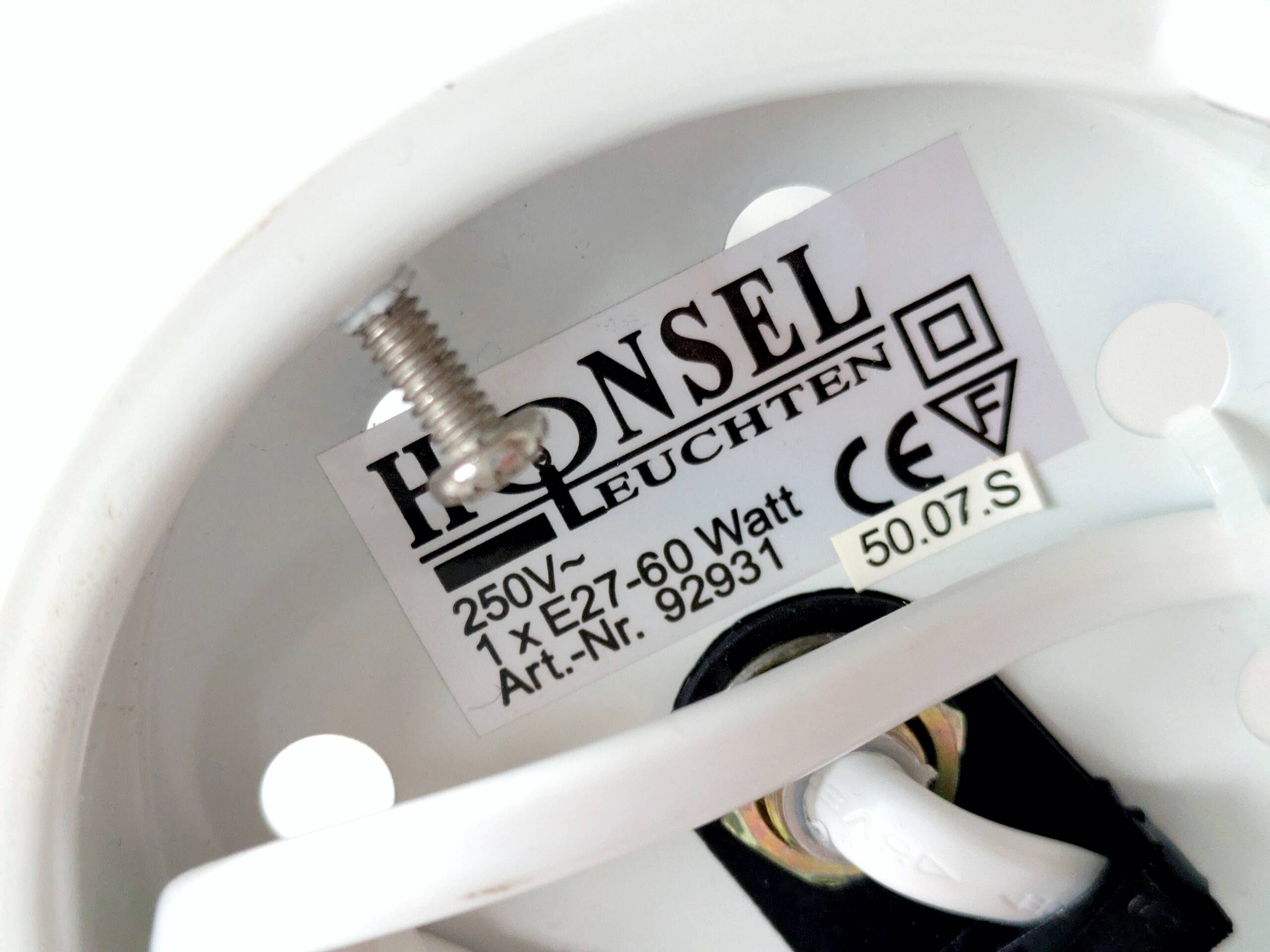 Lampe boule vintage Honsel en verre dépoli, effet lune