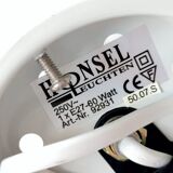 Lampe boule vintage Honsel en verre dépoli, effet lune