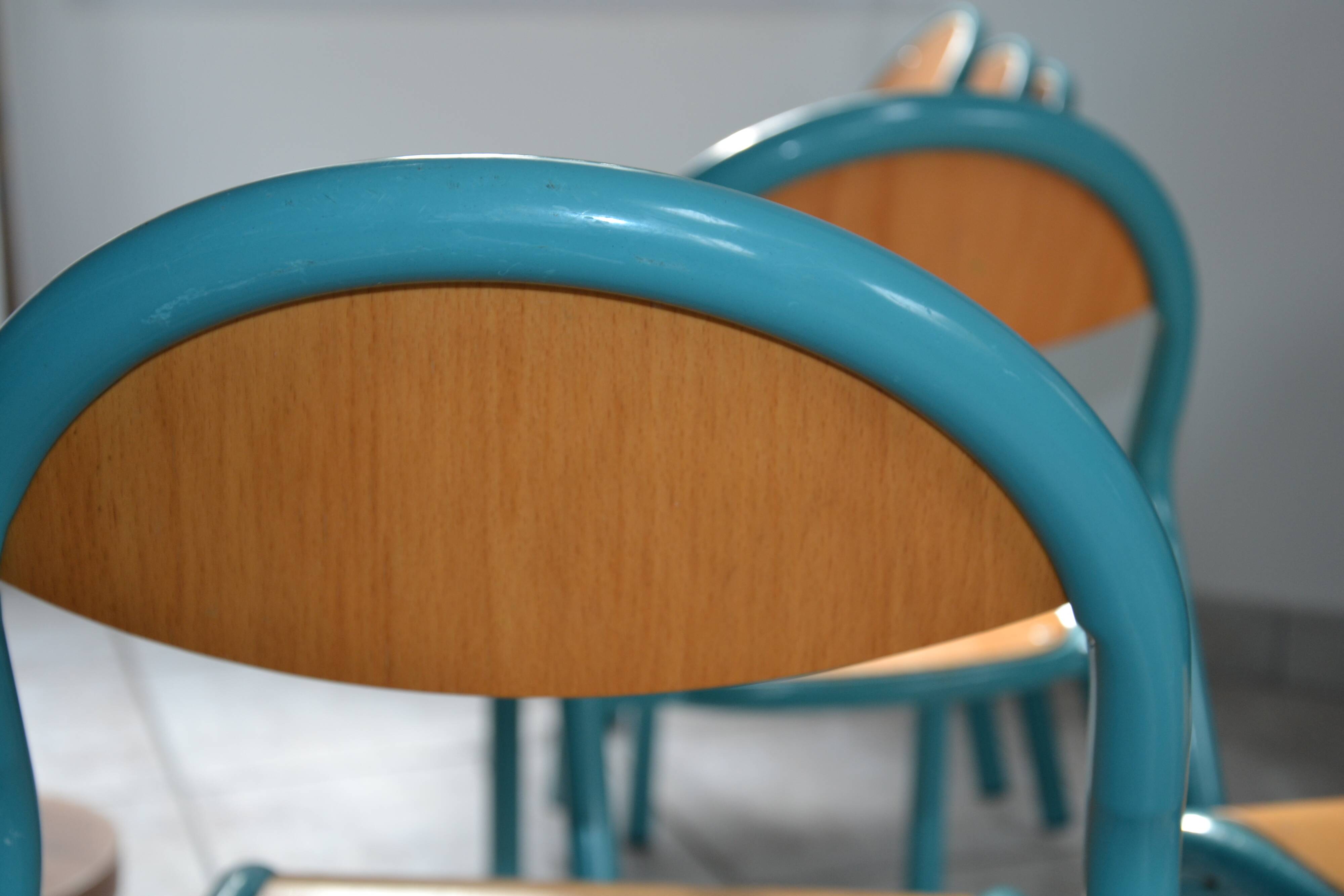 6 vintage blue children's chairs
