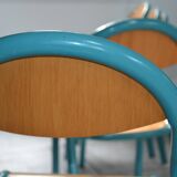6 vintage blue children's chairs