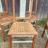 Table and chairs art deco wood and pastel