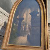 Large old wall frame in gilded wood