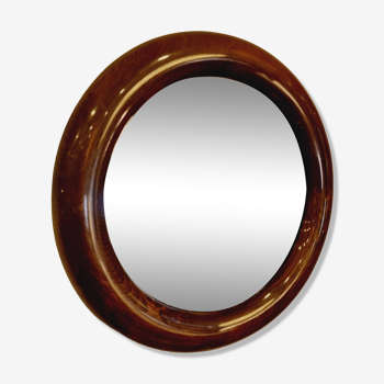 Miroir rond bois massif années 80