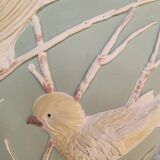 Matt green table lamp and birds in relief