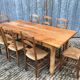 8 antique Vendée straw chairs in solid cherry wood.